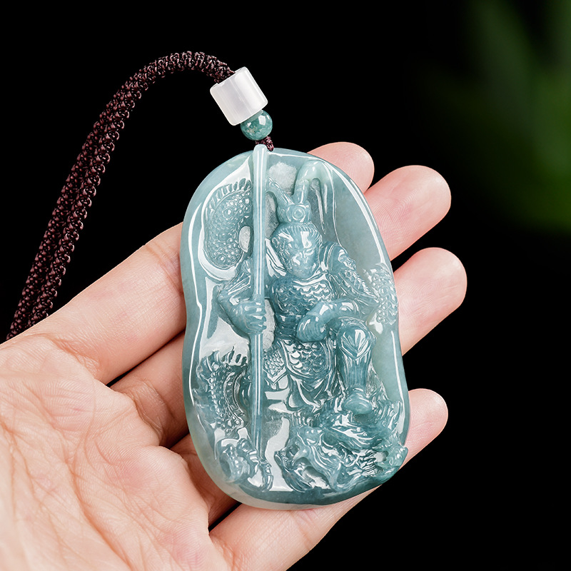 Vintage Necklace - 버마산 경옥 원숭이 왕 펜던트 목걸이