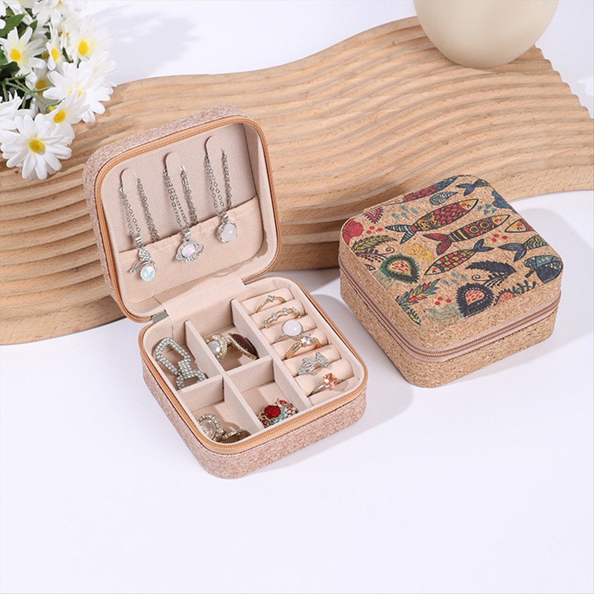 [N84R] 4PCS 빈티지 코르크 보석 상자 사각형  - Vintage Zipper 리뷰 및 가격