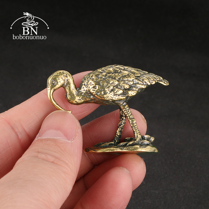 황동 빈티지 긴 뿔을 가진 크레인 조각상 미니어처 책상 - Vintage Collectible Accessories 리뷰 및 가격