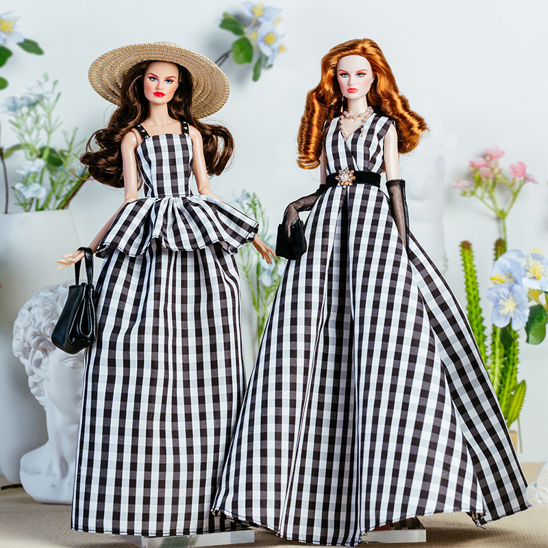 32cm 슈퍼 모델 인형 복장 유럽 패션 빈티지 흑백  - Vintage Collectible Accessories 리뷰 및 가격