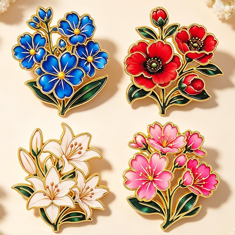 귀여운 빈티지 다채로운 꽃무늬 에나멜 핀 백합 벚꽃 양 - Vintage Item 리뷰 및 가격