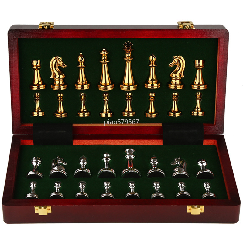 고급 나무 체스 세트 금속 피스 수제 빈티지 유럽 보드 - Vintage Collectible Board Games 리뷰 및 가격